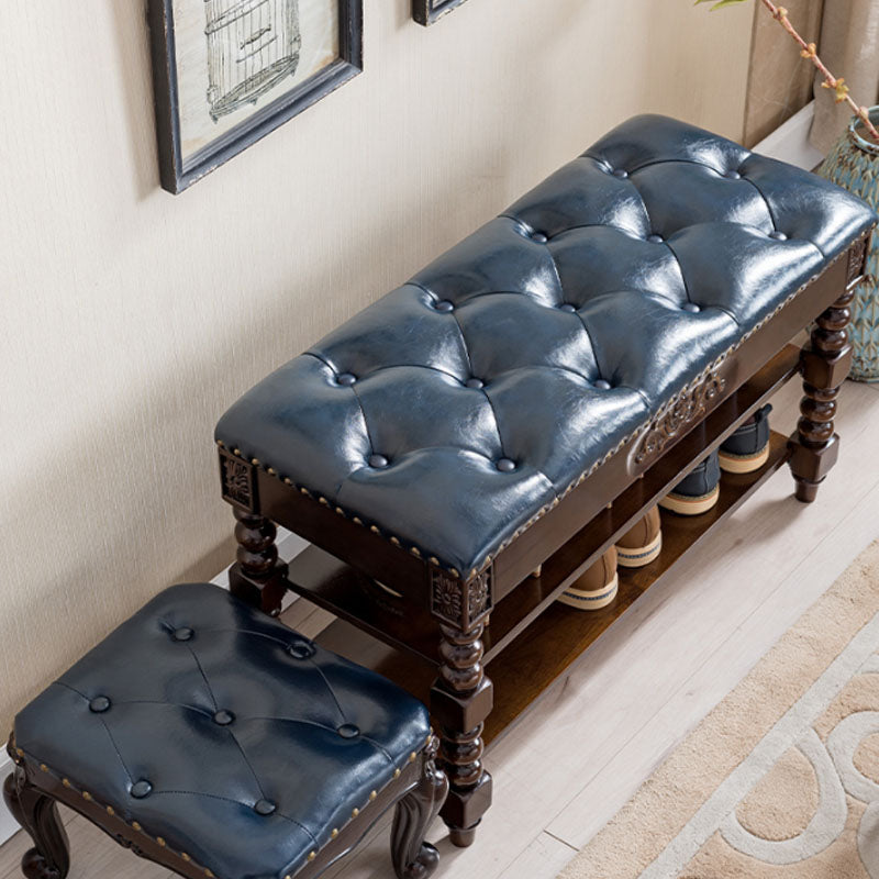 13.65-inch W Traditional Entryway Bench Solid Wood Bench with Upholstered Clearhalo 'Benches' 'Chairs & Seating' 'furn' 'furn_benches' 'Furniture' 'Living Room Furniture' 6764721