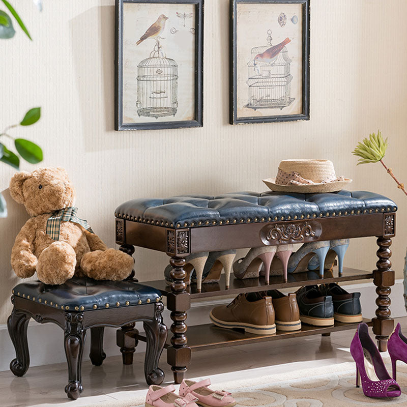 13.65-inch W Traditional Entryway Bench Solid Wood Bench with Upholstered Clearhalo 'Benches' 'Chairs & Seating' 'furn' 'furn_benches' 'Furniture' 'Living Room Furniture' 6764727