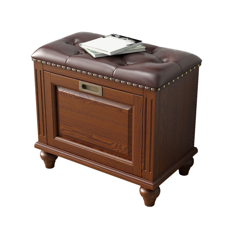 Traditional Entryway Bench Solid Wood Bench with Upholstered 20"L x 15"W x 20"H Nut-Brown Clearhalo 'Benches' 'Chairs & Seating' 'furn' 'furn_benches' 'Furniture' 'Living Room Furniture' 6764749