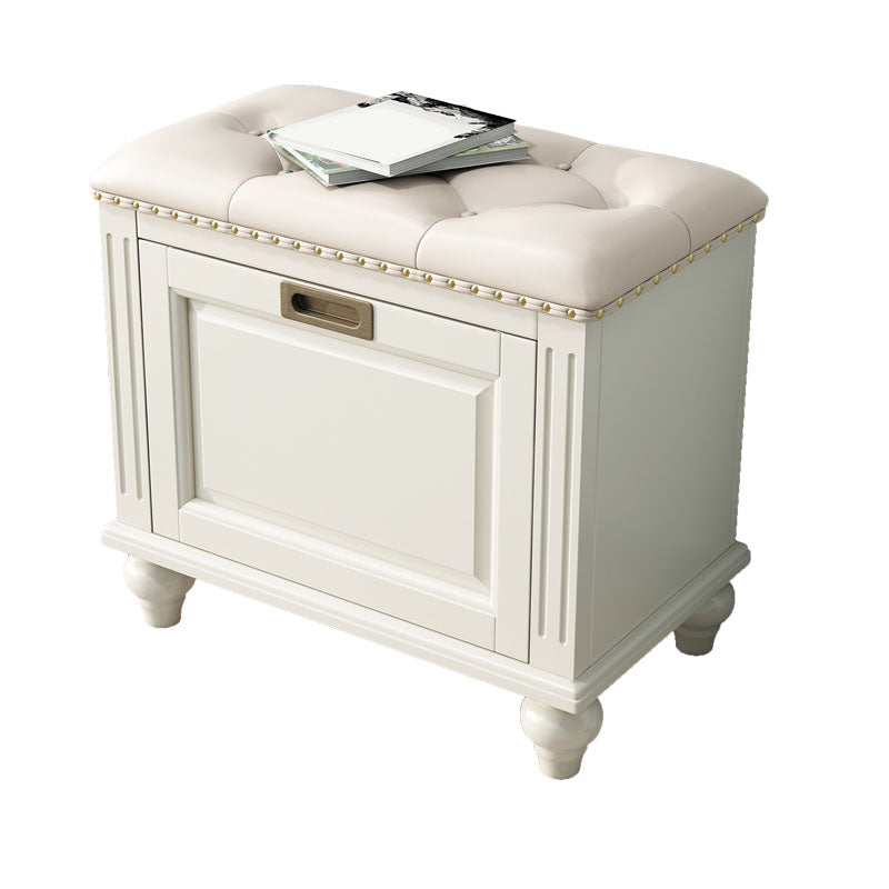 Traditional Entryway Bench Solid Wood Bench with Upholstered 20"L x 15"W x 20"H Ivory Clearhalo 'Benches' 'Chairs & Seating' 'furn' 'furn_benches' 'Furniture' 'Living Room Furniture' 6764750