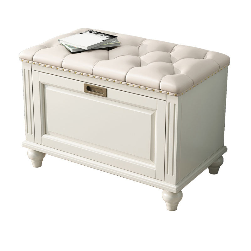 Traditional Entryway Bench Solid Wood Bench with Upholstered 27"L x 15"W x 20"H Ivory Clearhalo 'Benches' 'Chairs & Seating' 'furn' 'furn_benches' 'Furniture' 'Living Room Furniture' 6764754