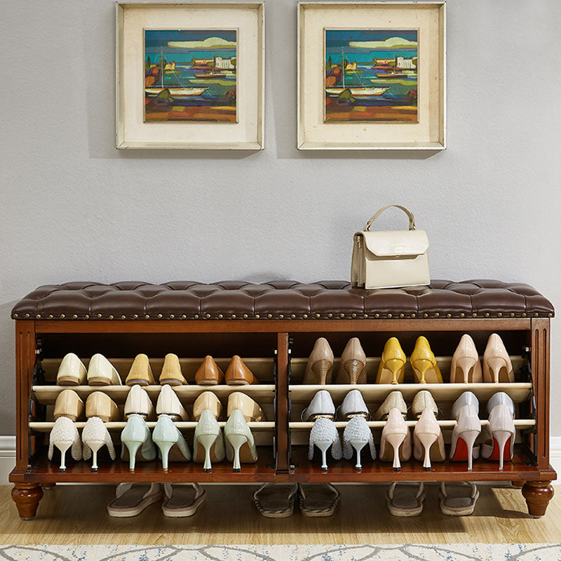 Traditional Entryway Bench Solid Wood Bench with Upholstered Clearhalo 'Benches' 'Chairs & Seating' 'furn' 'furn_benches' 'Furniture' 'Living Room Furniture' 6764755