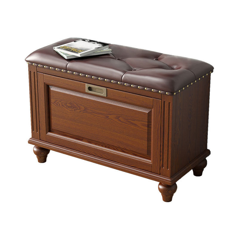 Traditional Entryway Bench Solid Wood Bench with Upholstered 27"L x 12"W x 20"H Nut-Brown Clearhalo 'Benches' 'Chairs & Seating' 'furn' 'furn_benches' 'Furniture' 'Living Room Furniture' 6764758