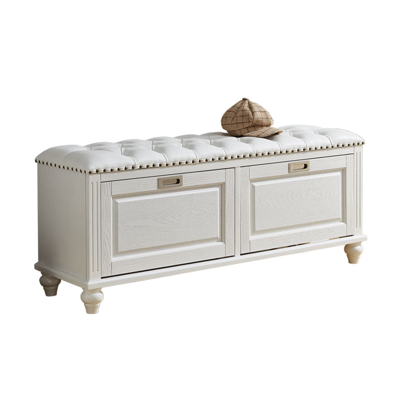Traditional Entryway Bench Solid Wood Bench with Upholstered Ivory Clearhalo 'Benches' 'Chairs & Seating' 'furn' 'furn_benches' 'Furniture' 'Living Room Furniture' 6764760