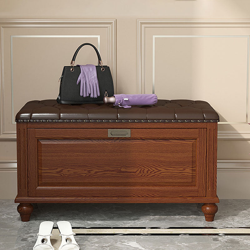 Traditional Entryway Bench Solid Wood Bench with Upholstered Clearhalo 'Benches' 'Chairs & Seating' 'furn' 'furn_benches' 'Furniture' 'Living Room Furniture' 6764766