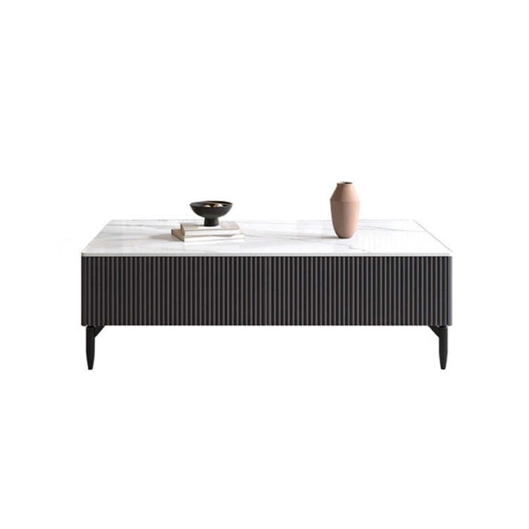 4 Legs Single Coffee Table Rectangle Slate Coffee Table with 4 Drawers