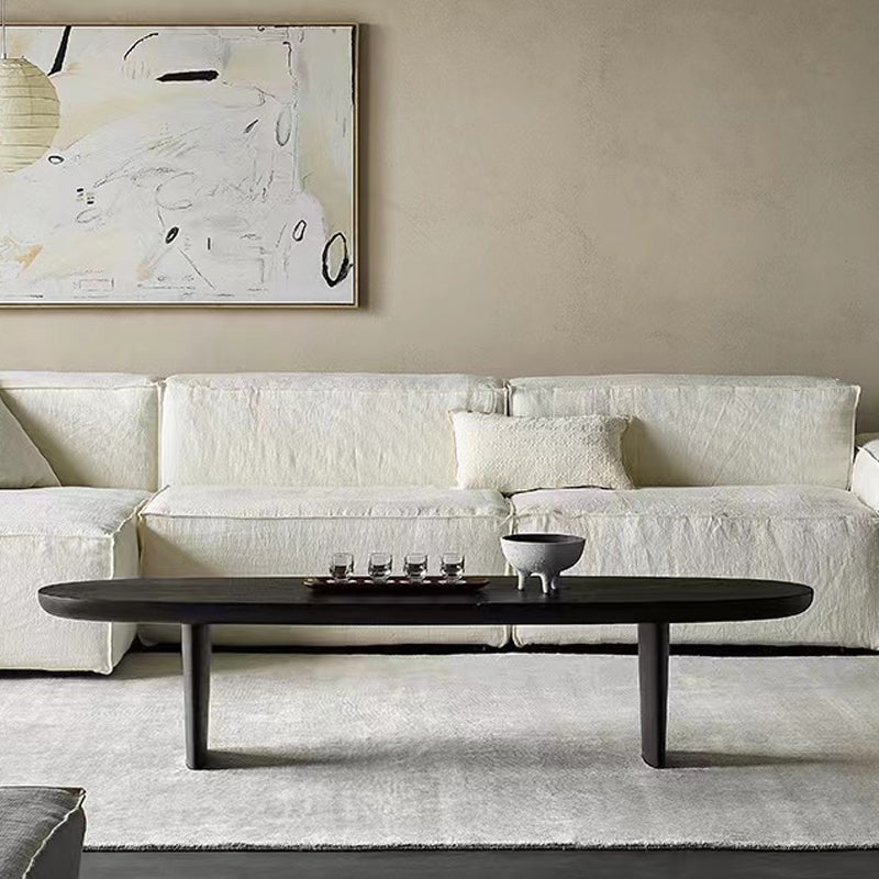 15"H Contemporary Coffee Table Solid Wood Black Single Cocktail Table Clearhalo 'Coffee & Accent Tables' 'Coffee Tables' 'coffee_tables' 'furn' 'furn_coffee_tables' 'Furniture' 'Living Room Furniture' 6765025