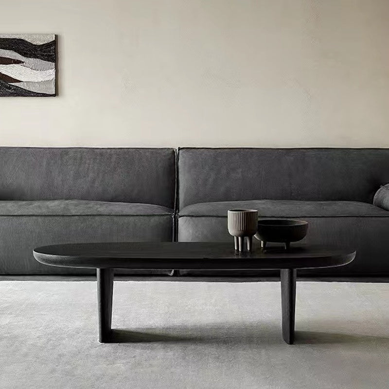 15"H Contemporary Coffee Table Solid Wood Black Single Cocktail Table Clearhalo 'Coffee & Accent Tables' 'Coffee Tables' 'coffee_tables' 'furn' 'furn_coffee_tables' 'Furniture' 'Living Room Furniture' 6765029