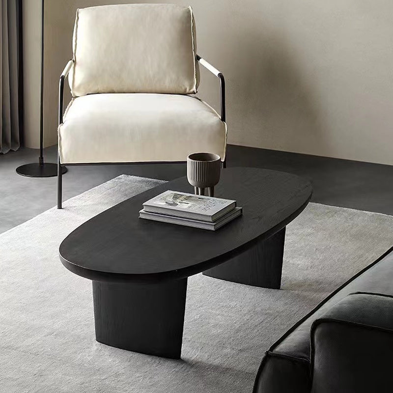 15"H Contemporary Coffee Table Solid Wood Black Single Cocktail Table Clearhalo 'Coffee & Accent Tables' 'Coffee Tables' 'coffee_tables' 'furn' 'furn_coffee_tables' 'Furniture' 'Living Room Furniture' 6765030