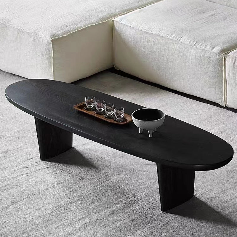 15"H Contemporary Coffee Table Solid Wood Black Single Cocktail Table Clearhalo 'Coffee & Accent Tables' 'Coffee Tables' 'coffee_tables' 'furn' 'furn_coffee_tables' 'Furniture' 'Living Room Furniture' 6765031