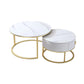 Slate Coffee Table Glam Nesting Coffee Table Set with Storage Drawers White Clearhalo 'Coffee & Accent Tables' 'Coffee Tables' 'coffee_tables' 'furn' 'furn_coffee_tables' 'Furniture' 'Living Room Furniture' 6765038