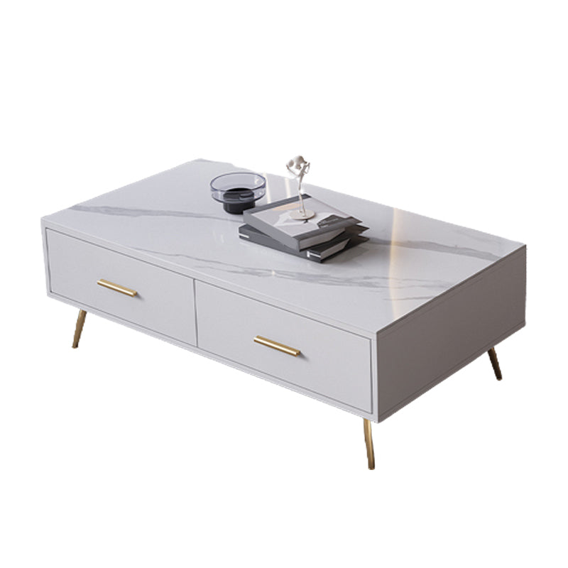 Slate Coffee Table Glam Nesting Coffee Table Set with Storage Drawers White Clearhalo 'Coffee & Accent Tables' 'Coffee Tables' 'coffee_tables' 'furn' 'furn_coffee_tables' 'Furniture' 'Living Room Furniture' 6765040