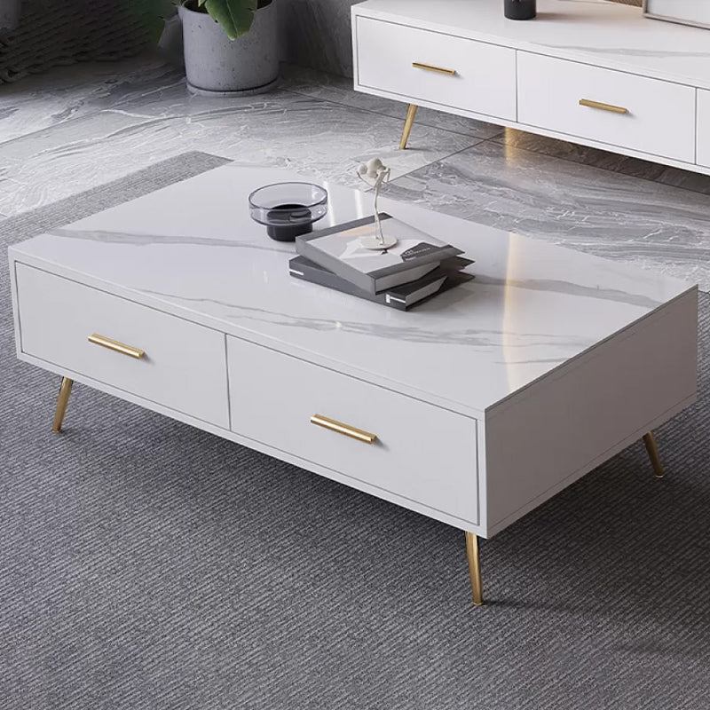 Slate Coffee Table Glam Nesting Coffee Table Set with Storage Drawers Clearhalo 'Coffee & Accent Tables' 'Coffee Tables' 'coffee_tables' 'furn' 'furn_coffee_tables' 'Furniture' 'Living Room Furniture' 6765043