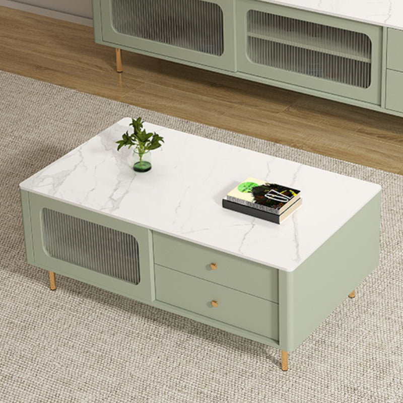 Table basse Glam Table basse simple à 4 pieds avec tiroirs de rangement
