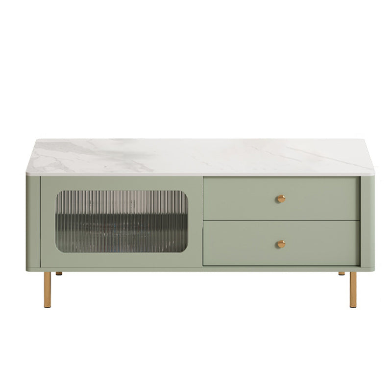 Table basse Glam Table basse simple à 4 pieds avec tiroirs de rangement