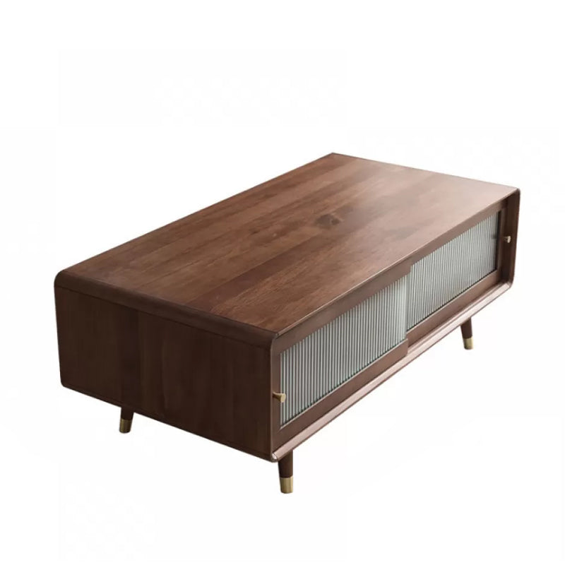 Solid Wood Rectangle Cocktail Table Modern No Distressing Single Coffee Table Nut-Brown Clearhalo 'Coffee & Accent Tables' 'Coffee Tables' 'coffee_tables' 'furn' 'furn_coffee_tables' 'Furniture' 'Living Room Furniture' 6765101