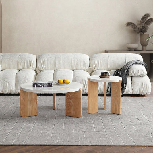 コンテンポラリーコーヒーテーブル3脚ラウンドストーンコーヒーカクテルテーブル