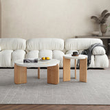 Eigentijdse salontafel 3 benen rond stenen koffiecocktailtafel