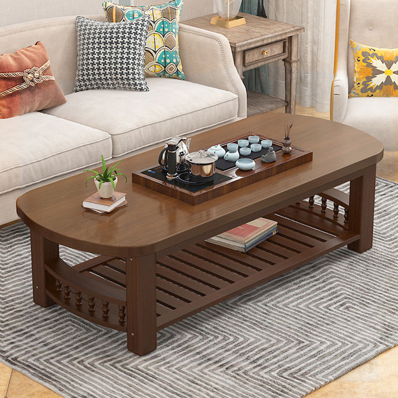 20"H Contemporary Coffee Table Solid Wood Storage Cocktail Table
