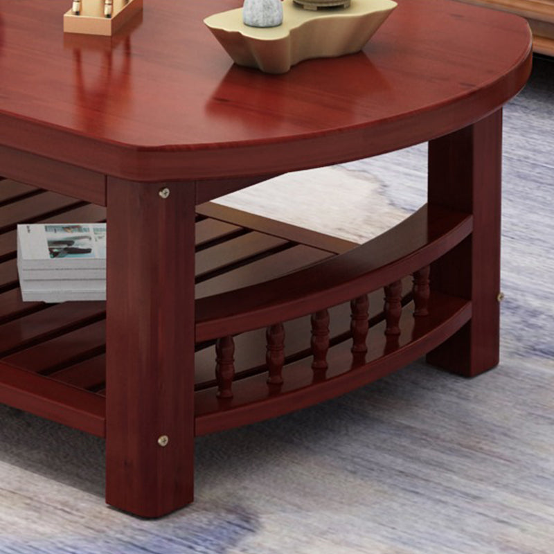 20"H Contemporary Coffee Table Solid Wood Storage Cocktail Table