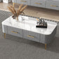 16"H Glam Coffee Table Rectangle 4 Legs Coffee Cocktail Table Clearhalo 'Coffee & Accent Tables' 'Coffee Tables' 'coffee_tables' 'furn' 'furn_coffee_tables' 'Furniture' 'Living Room Furniture' 6765221
