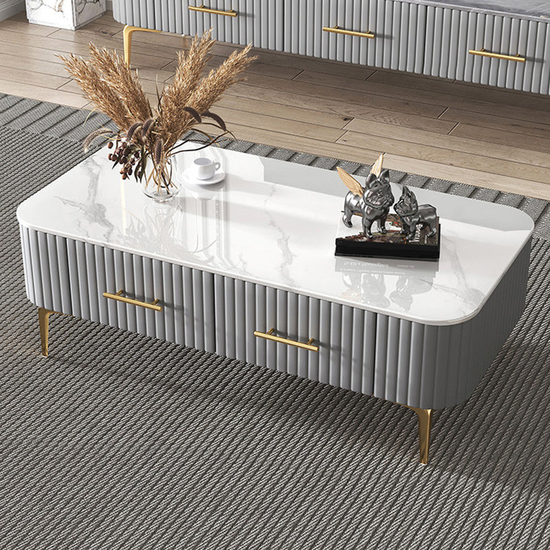 16"H Glam Coffee Table Rectangle 4 Legs Coffee Cocktail Table Clearhalo 'Coffee & Accent Tables' 'Coffee Tables' 'coffee_tables' 'furn' 'furn_coffee_tables' 'Furniture' 'Living Room Furniture' 6765221