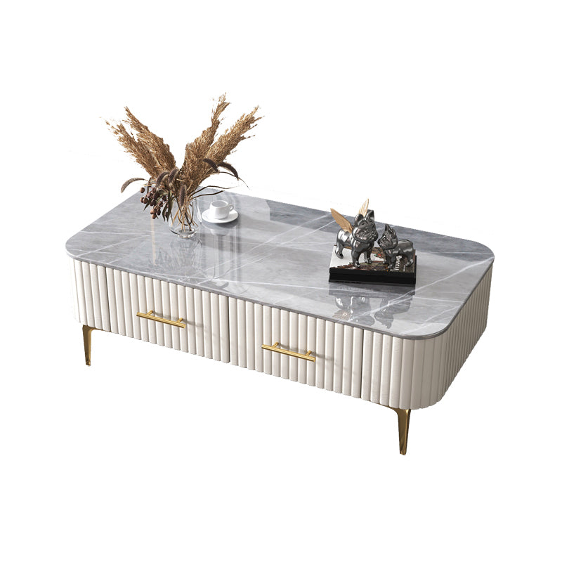 16"H Glam Coffee Table Rectangle 4 Legs Coffee Cocktail Table Clearhalo 'Coffee & Accent Tables' 'Coffee Tables' 'coffee_tables' 'furn' 'furn_coffee_tables' 'Furniture' 'Living Room Furniture' 6765225