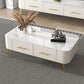 16"H Glam Coffee Table Rectangle 4 Legs Coffee Cocktail Table White Clearhalo 'Coffee & Accent Tables' 'Coffee Tables' 'coffee_tables' 'furn' 'furn_coffee_tables' 'Furniture' 'Living Room Furniture' 6765230