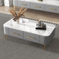 16"H Glam Coffee Table Rectangle 4 Legs Coffee Cocktail Table White Grey Clearhalo 'Coffee & Accent Tables' 'Coffee Tables' 'coffee_tables' 'furn' 'furn_coffee_tables' 'Furniture' 'Living Room Furniture' 6765231