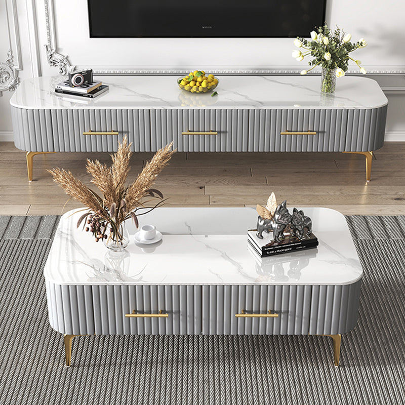 16"H Glam Coffee Table Rectangle 4 Legs Coffee Cocktail Table Clearhalo 'Coffee & Accent Tables' 'Coffee Tables' 'coffee_tables' 'furn' 'furn_coffee_tables' 'Furniture' 'Living Room Furniture' 6765234