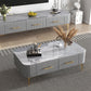 16"H Glam Coffee Table Rectangle 4 Legs Coffee Cocktail Table Clearhalo 'Coffee & Accent Tables' 'Coffee Tables' 'coffee_tables' 'furn' 'furn_coffee_tables' 'Furniture' 'Living Room Furniture' 6765235