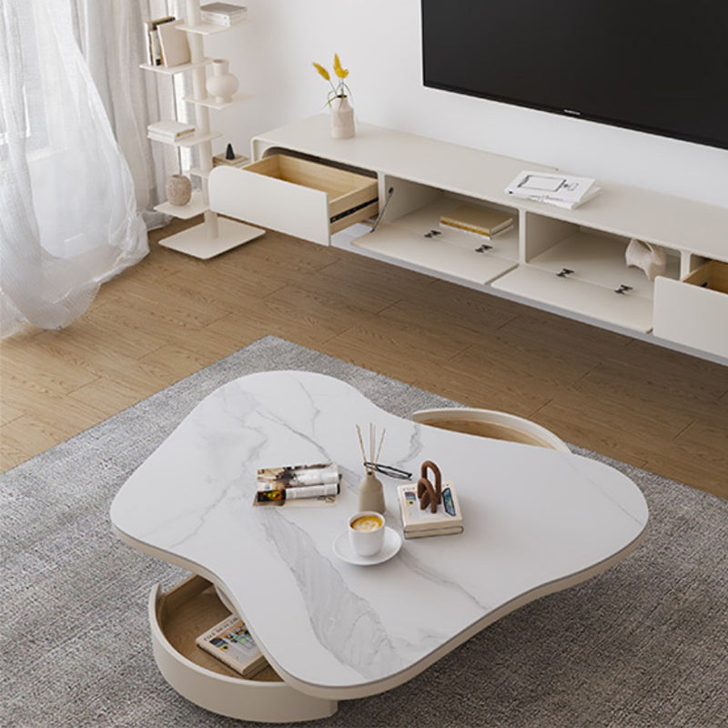 31" Wide Contemporary Coffee Table Pedestal Coffee Cocktail Table Clearhalo 'Coffee & Accent Tables' 'Coffee Tables' 'coffee_tables' 'furn' 'furn_coffee_tables' 'Furniture' 'Living Room Furniture' 6765274