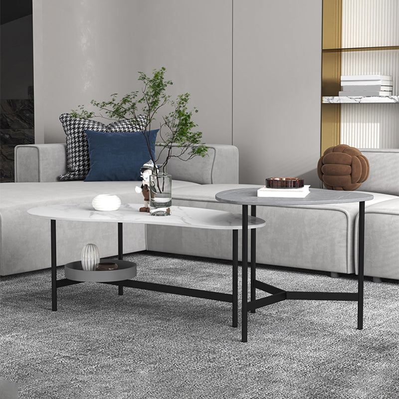 3 Legs Slate Coffee Table Free-Form Nesting Coffee Table Set