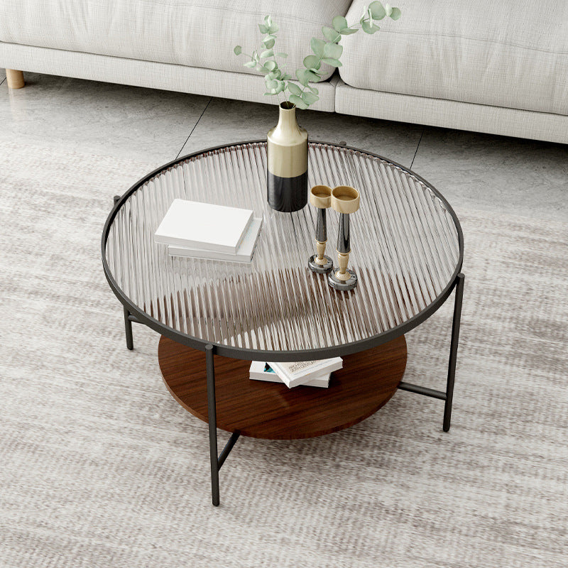 Modern Single Coffee Table Round Glass Coffee Table with 4 Legs