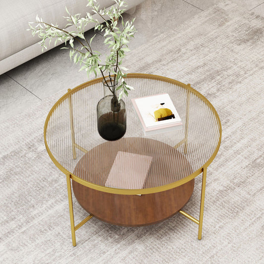 Modern Single Coffee Table Round Glass Coffee Table with 4 Legs