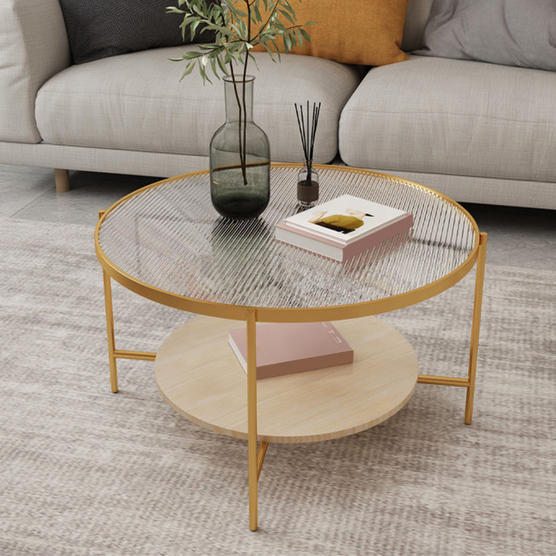 Modern Single Coffee Table Round Glass Coffee Table with 4 Legs
