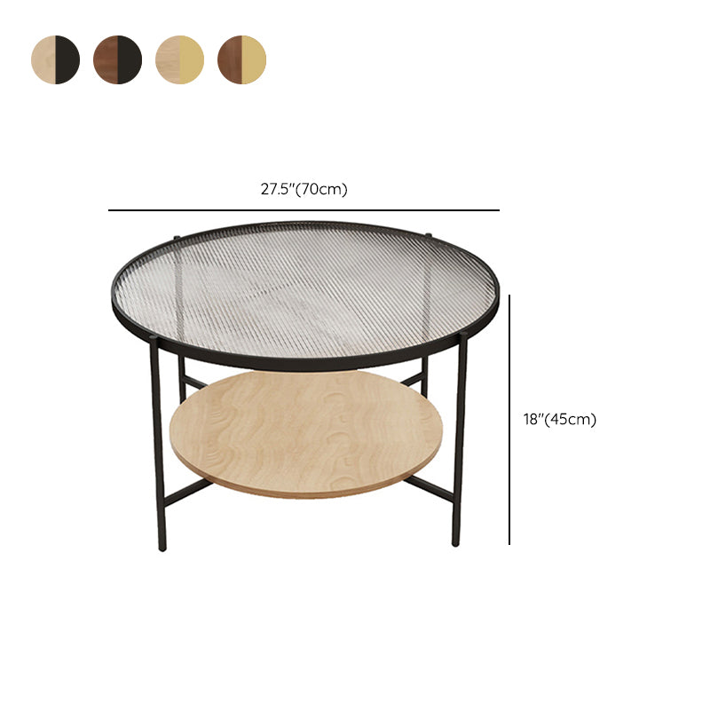 Modern Single Coffee Table Round Glass Coffee Table with 4 Legs