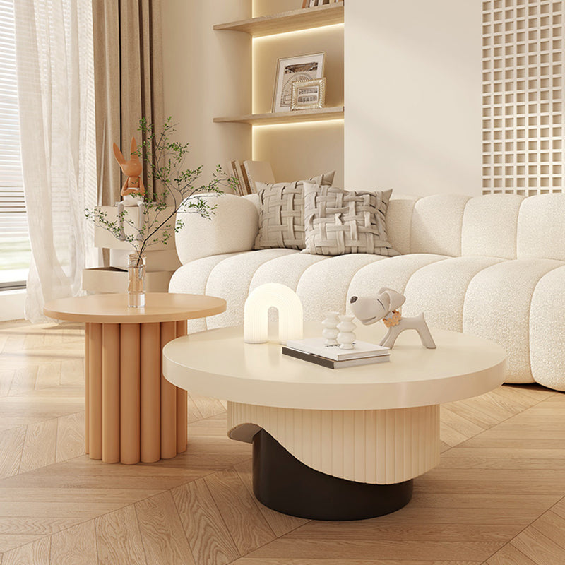 Contemporary Coffee Table Wooden Pedestal Round Coffee Cocktail Table Clearhalo 'Coffee & Accent Tables' 'Coffee Tables' 'coffee_tables' 'furn' 'furn_coffee_tables' 'Furniture' 'Living Room Furniture' 6765362