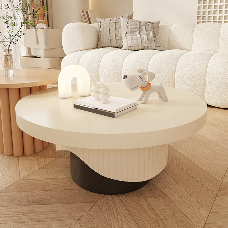 Contemporary Coffee Table Wooden Pedestal Round Coffee Cocktail Table Clearhalo 'Coffee & Accent Tables' 'Coffee Tables' 'coffee_tables' 'furn' 'furn_coffee_tables' 'Furniture' 'Living Room Furniture' 6765369