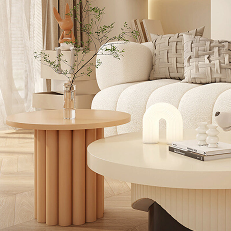 Contemporary Coffee Table Wooden Pedestal Round Coffee Cocktail Table Clearhalo 'Coffee & Accent Tables' 'Coffee Tables' 'coffee_tables' 'furn' 'furn_coffee_tables' 'Furniture' 'Living Room Furniture' 6765370