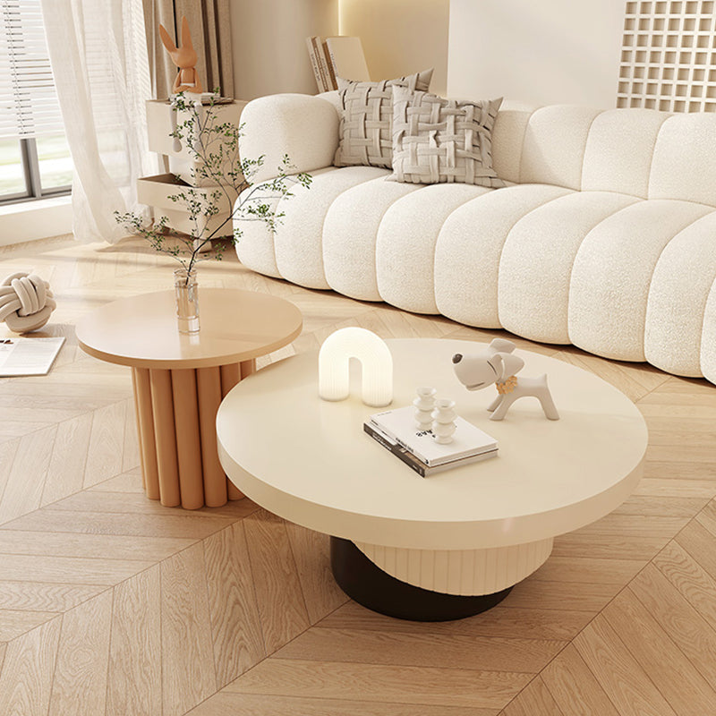 Contemporary Coffee Table Wooden Pedestal Round Coffee Cocktail Table Clearhalo 'Coffee & Accent Tables' 'Coffee Tables' 'coffee_tables' 'furn' 'furn_coffee_tables' 'Furniture' 'Living Room Furniture' 6765375