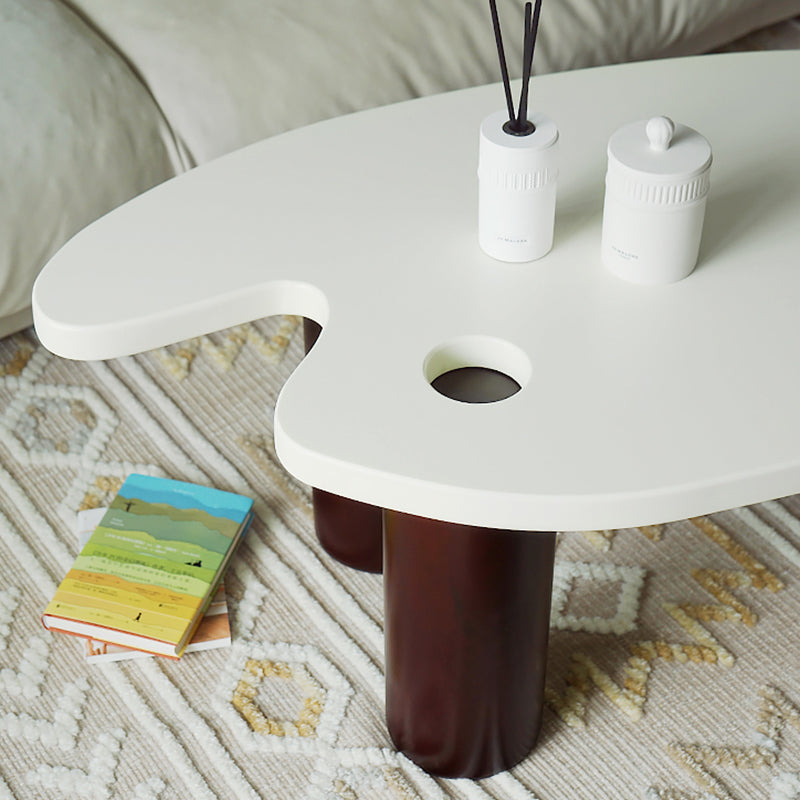 16"H Contemporary Coffee Table White 3 Legs Coffee Cocktail Table Clearhalo 'Coffee & Accent Tables' 'Coffee Tables' 'coffee_tables' 'furn' 'furn_coffee_tables' 'Furniture' 'Living Room Furniture' 6765387