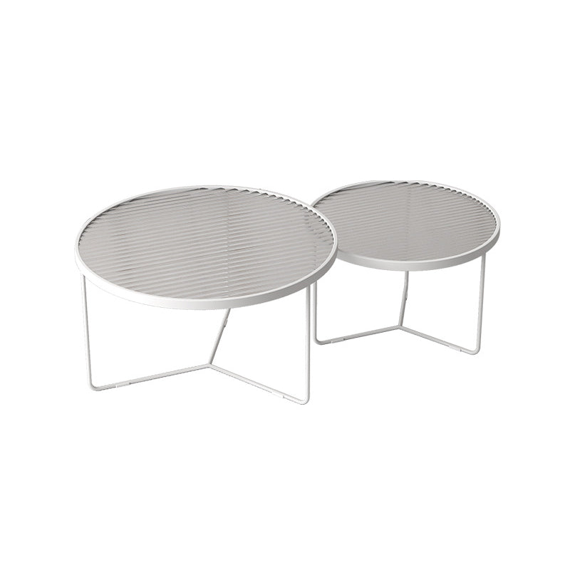 Modern Round Coffee Table Glass Top Nesting Coffee Table Set White White Clearhalo 'Coffee & Accent Tables' 'Coffee Tables' 'coffee_tables' 'furn' 'furn_coffee_tables' 'Furniture' 'Living Room Furniture' 6765429