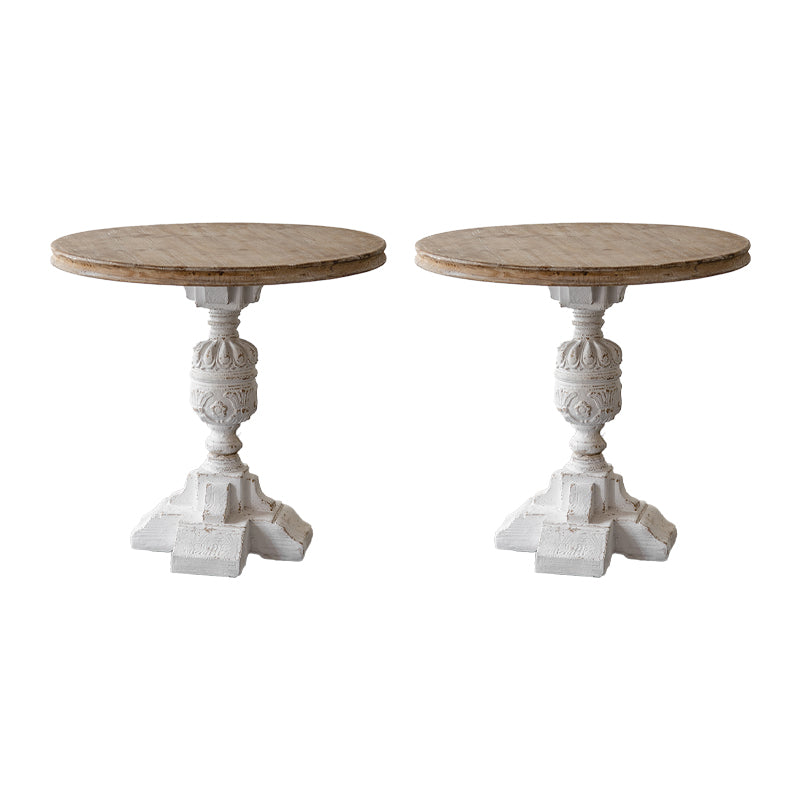 Table d'extrémité en bois massif de forme ronde avec table d'angle de base en métal pour le salon