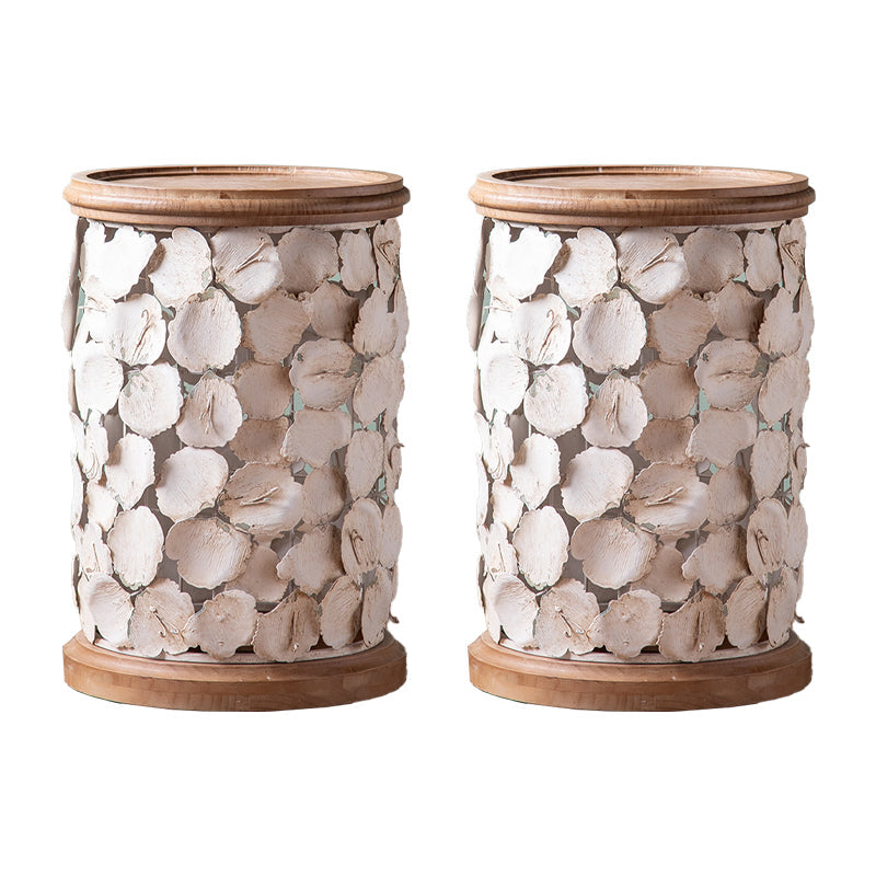 Table d'extrémité en bois massif de forme ronde avec table d'angle de base en métal pour le salon