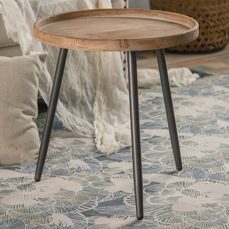 Tavolo laterale accento a forma di tamburo in legno e in metallo tavolo d'angolo in stile rustico