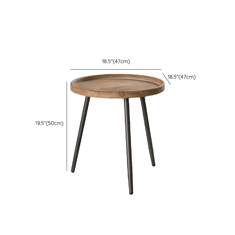 Tavolo laterale accento a forma di tamburo in legno e in metallo tavolo d'angolo in stile rustico