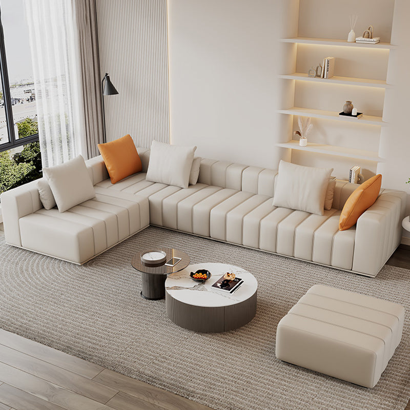 Soludo di divano scandinavo in pelle genuina sezionale con cuscini di consumo