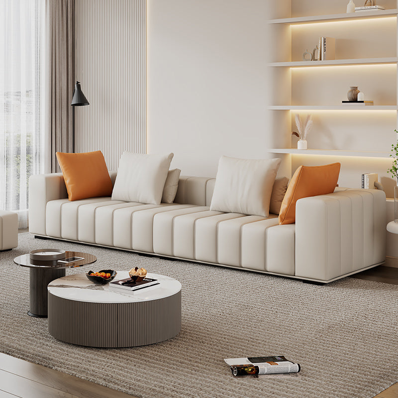 Soludo di divano scandinavo in pelle genuina sezionale con cuscini di consumo