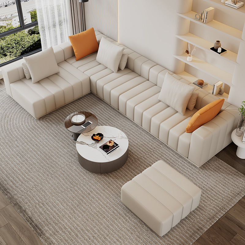 Soludo di divano scandinavo in pelle genuina sezionale con cuscini di consumo